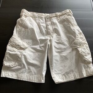 Jetlag White Cotton Cargo Shorts Size 36 Relaxed Fit cargo Pocket Vintage y2k